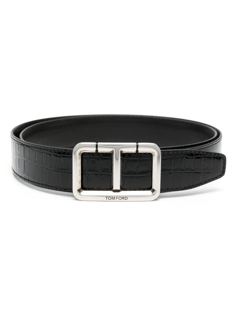 TOM FORD LOGO-BUCKLE LEATHER BELT