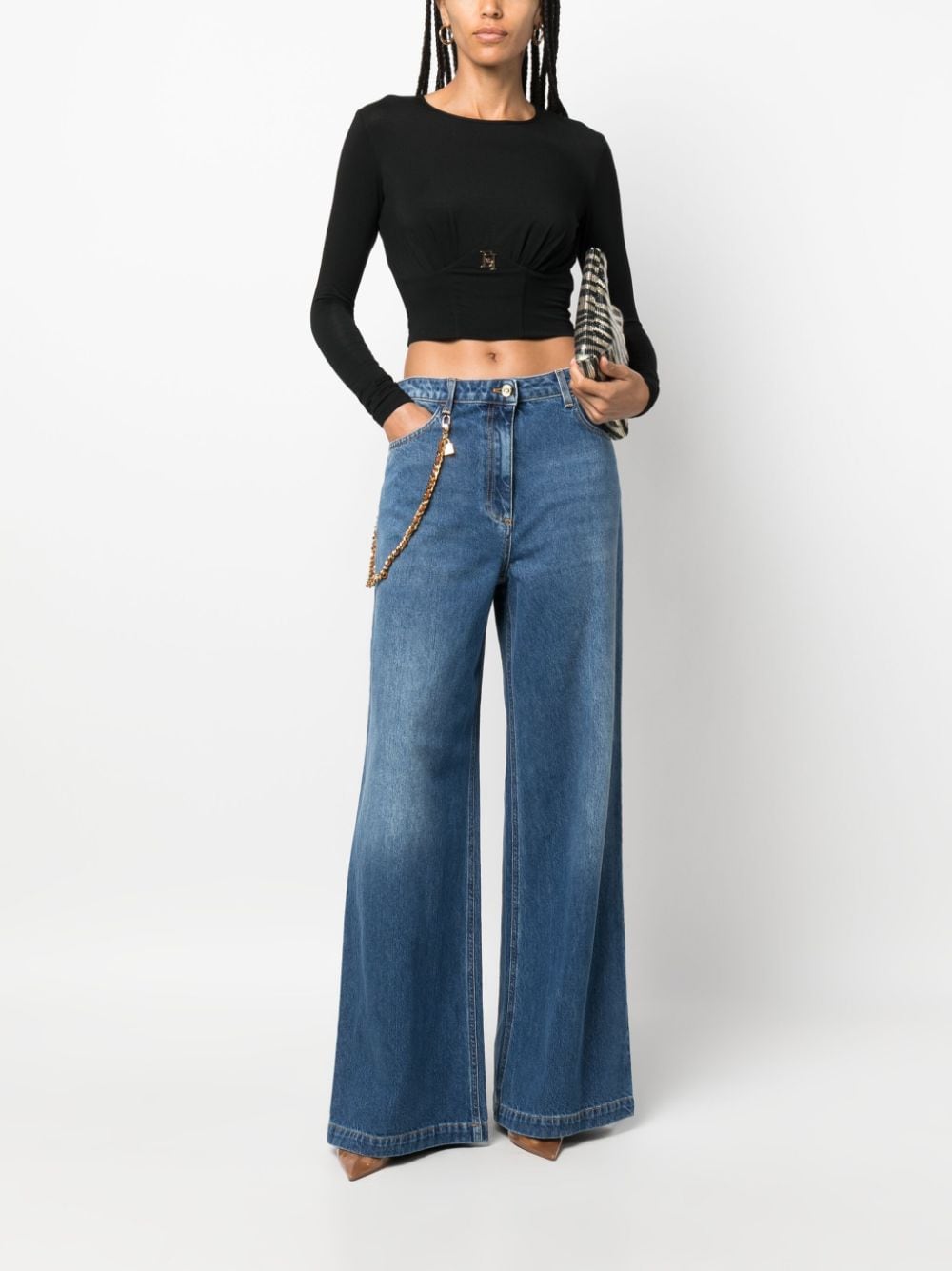 Elisabetta Franchi low-rise wide-leg jeans - Blauw