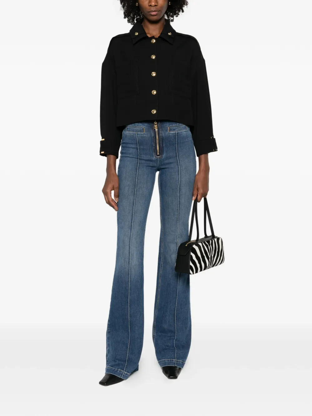  Elisabetta Franchi Welt-pockets Bootcut Jeans - Blue 