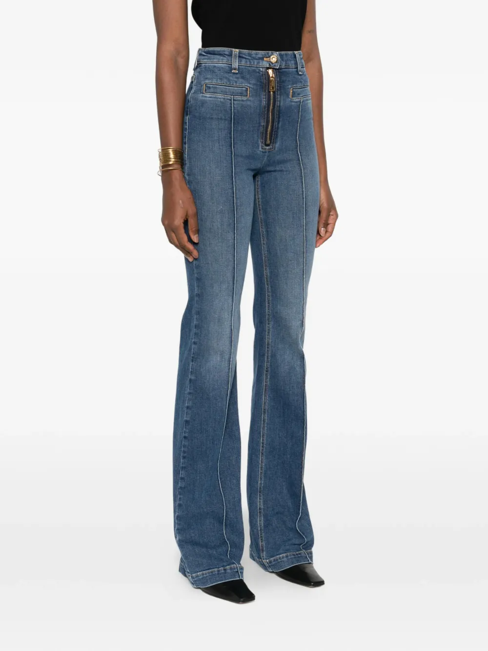  Elisabetta Franchi Welt-pockets Bootcut Jeans - Blue 