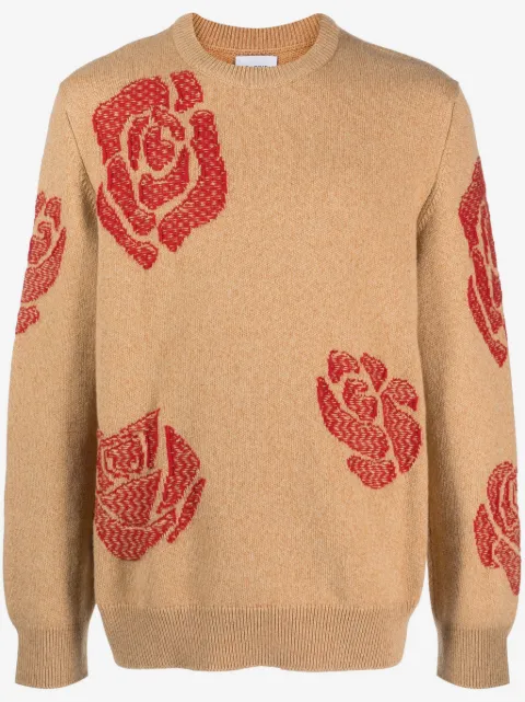 Barrie rose-motif cashmere jumper