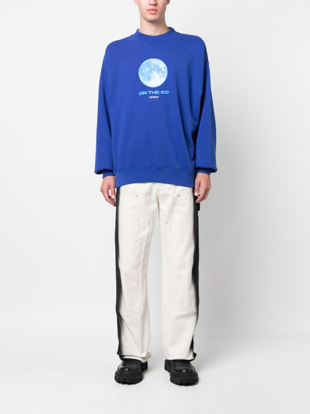 Shop Off-white Graphic-print Organic-cotton Sweatshirt In Blue