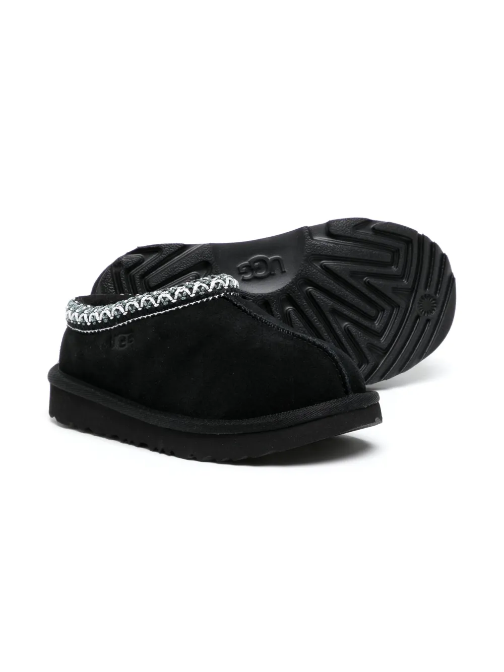 UGG Kids logo-debossed wool blend slippers - Zwart