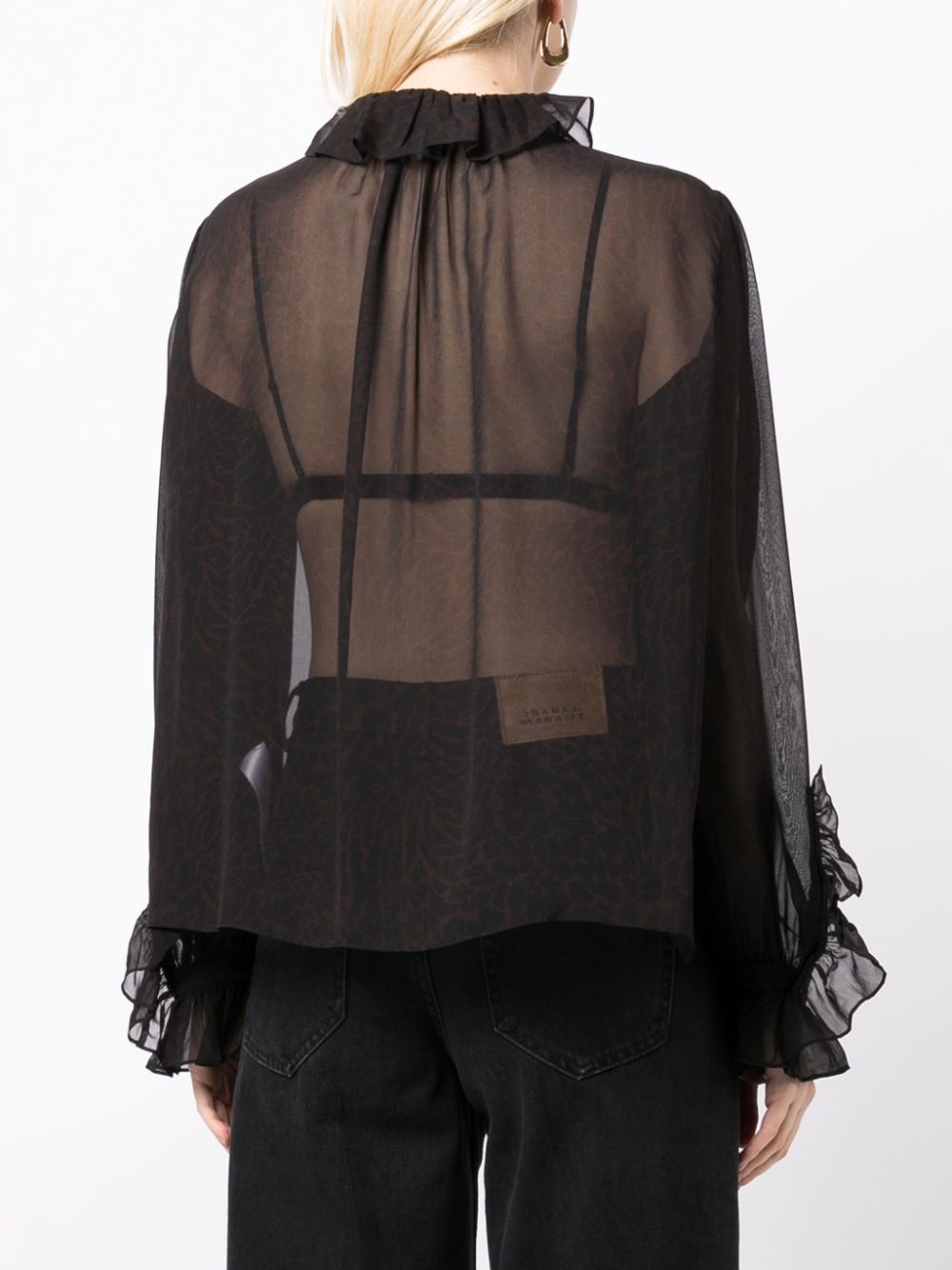 Shop Frame Ruffled Button-up Silk Shirt In Braun