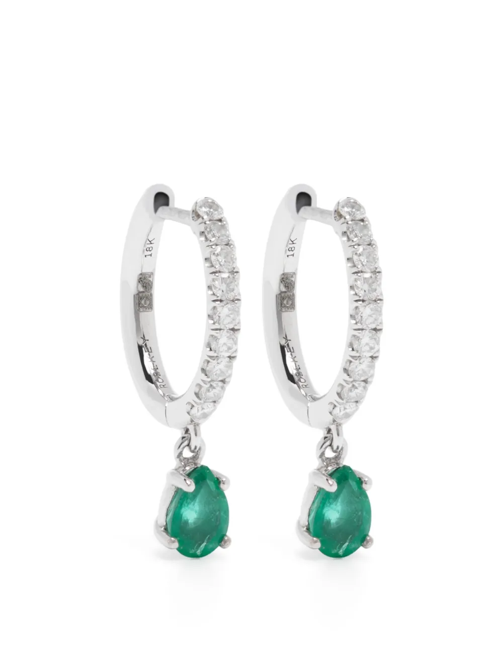 ROSEKEY Orecchini in oro bianco 18kt e smeraldo - Argento