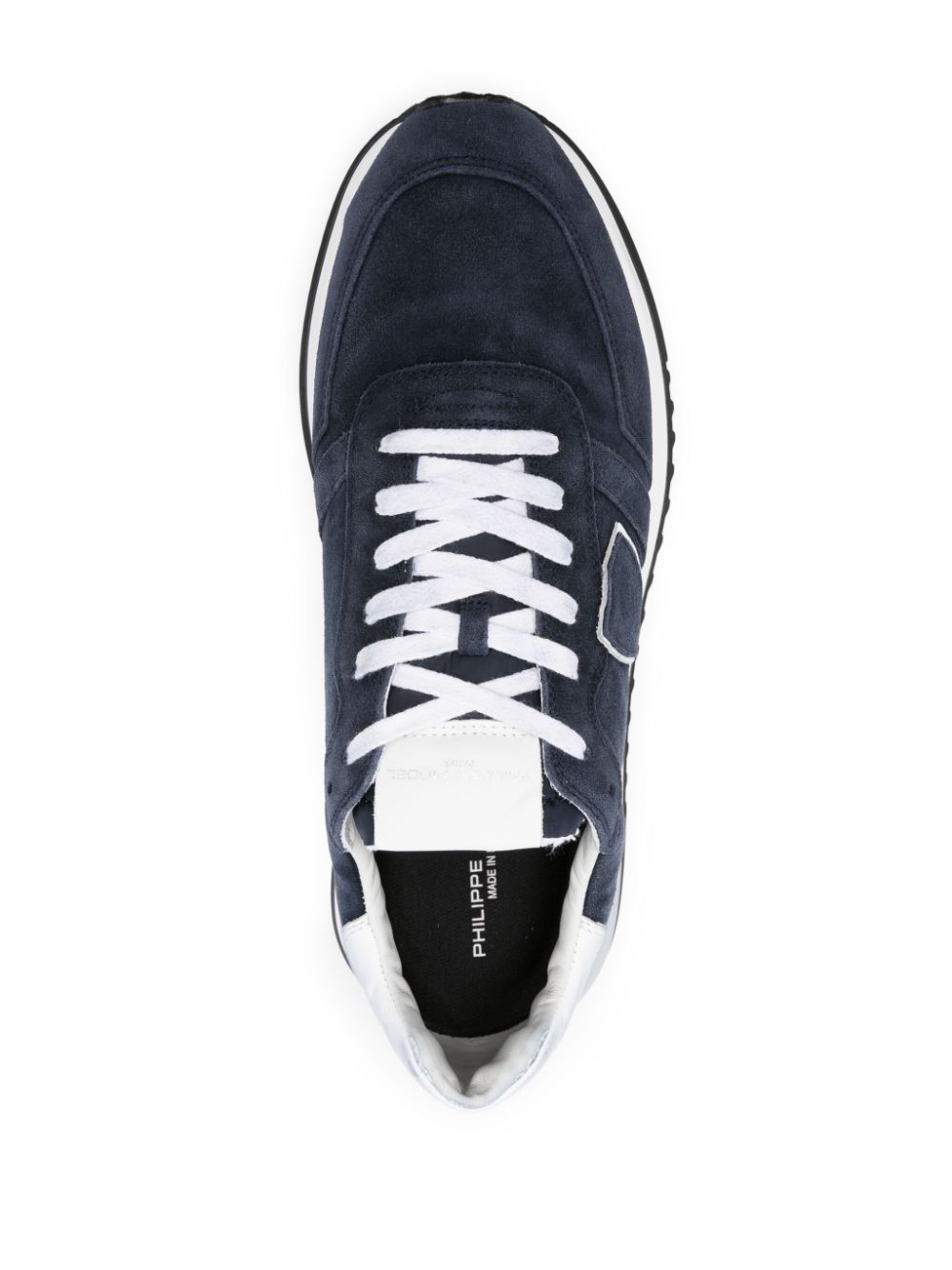 Shop Philippe Model Paris Crest-detail Suede Sneakers In Blue