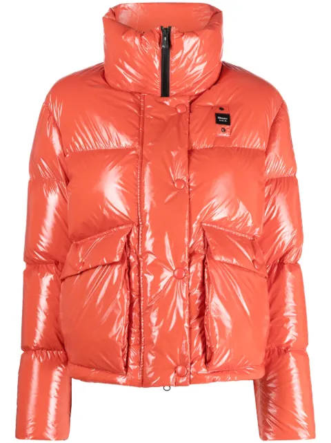 Blauer high-shine quilted cropped puffer jacket
