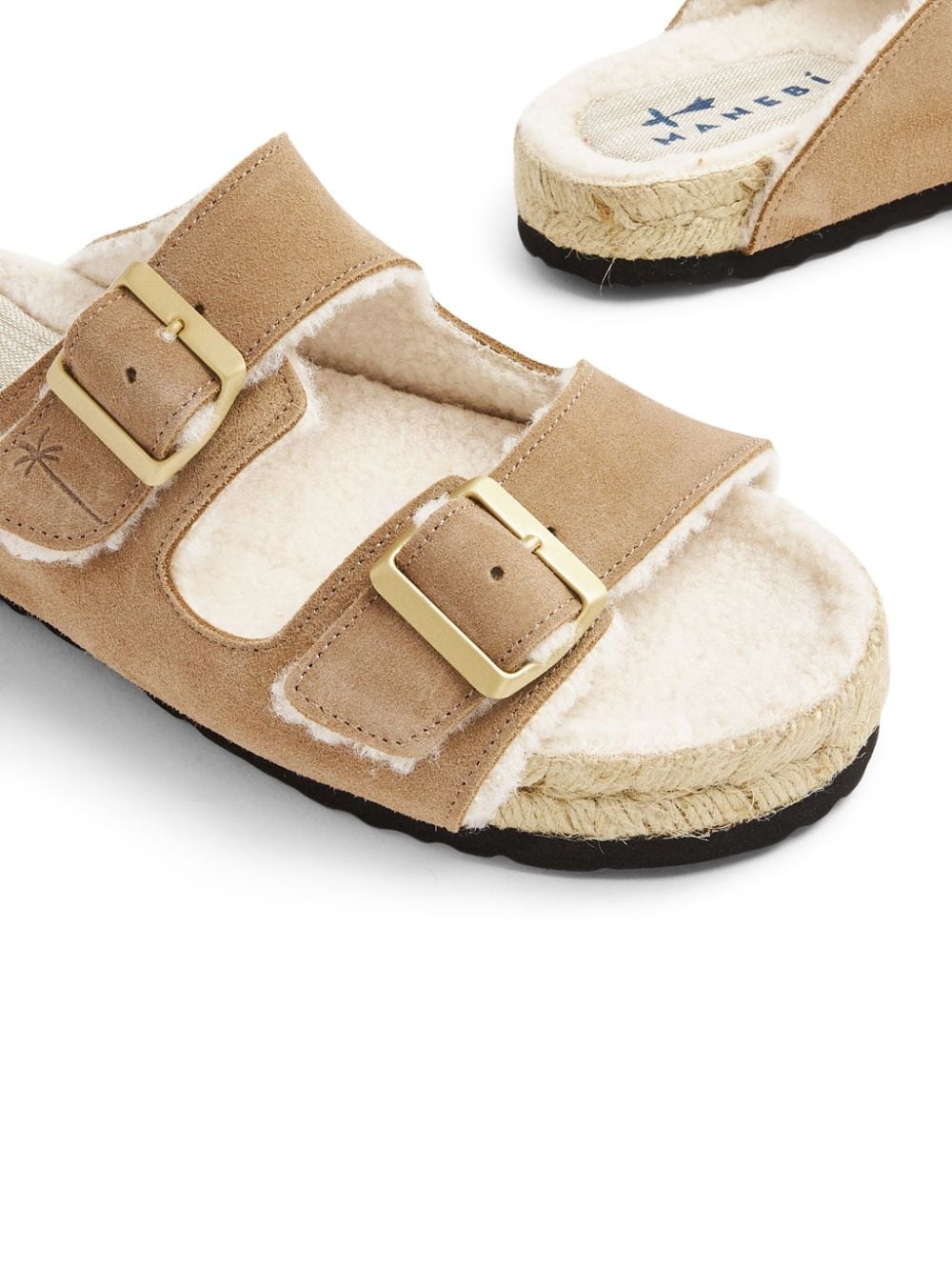 Shop Manebi Nordic Fur Sandals In Neutrals