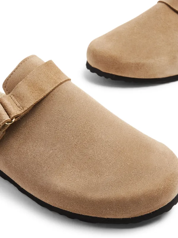 Manebi logo-debossed Suede Slippers - Farfetch