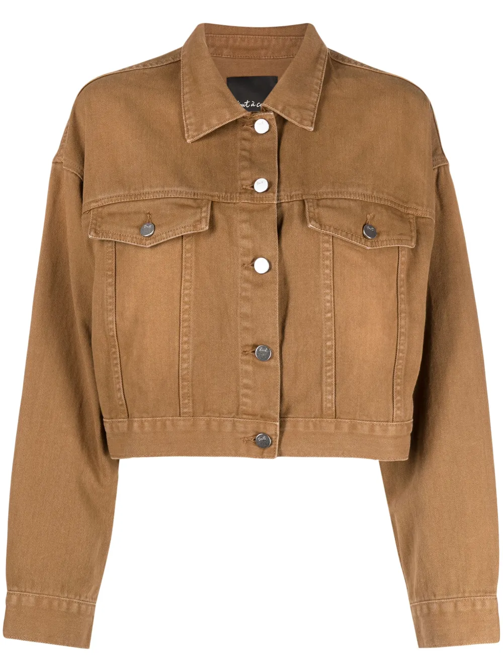 Tout A Coup Cropped Denim Jacket In Brown