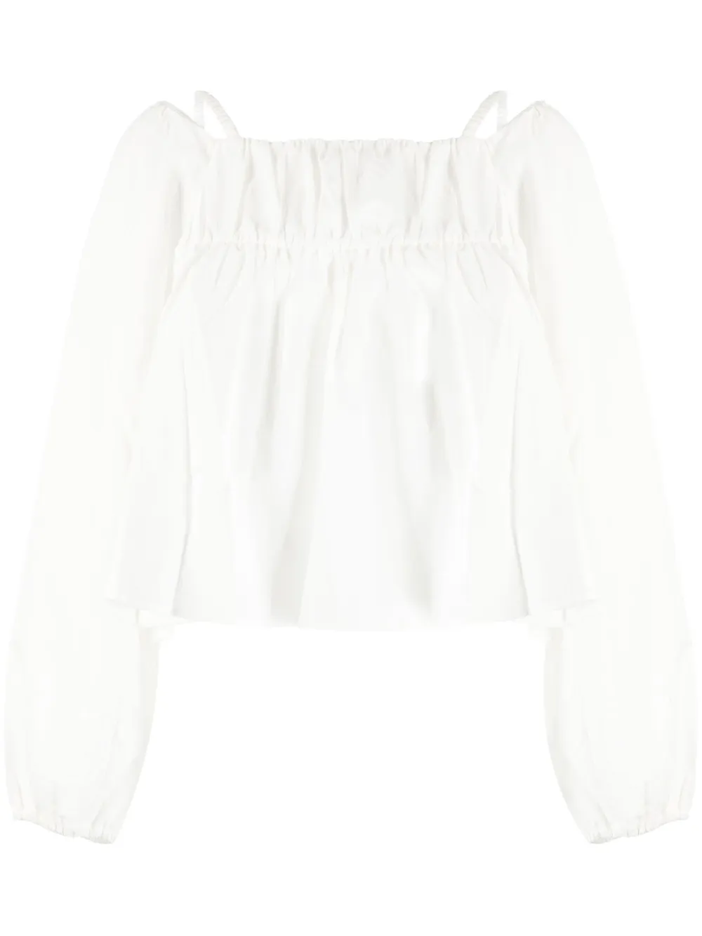 Tout A Coup Flared-hem Blouse In White