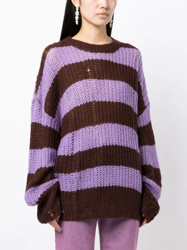 Waffle striped sold sweater