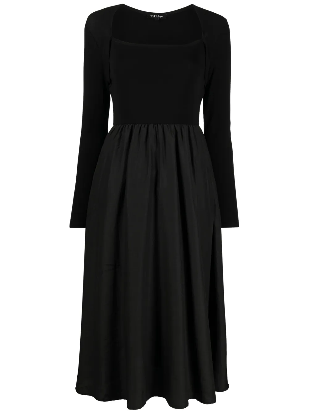 Tout A Coup Long-sleeve Flared Midi Dress In Black