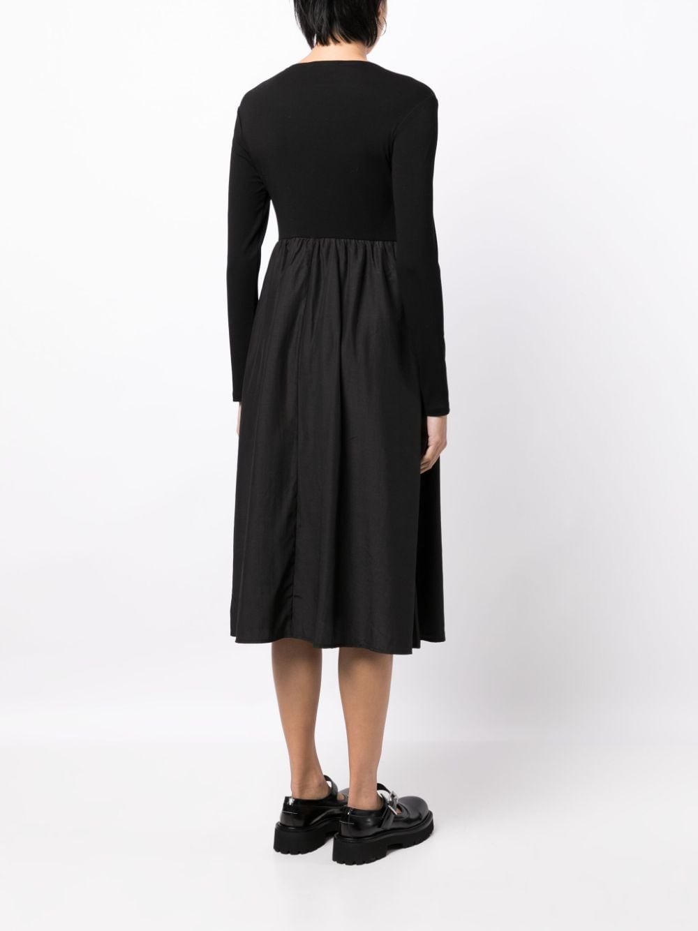 Shop Tout A Coup Long-sleeve Flared Midi Dress In Black