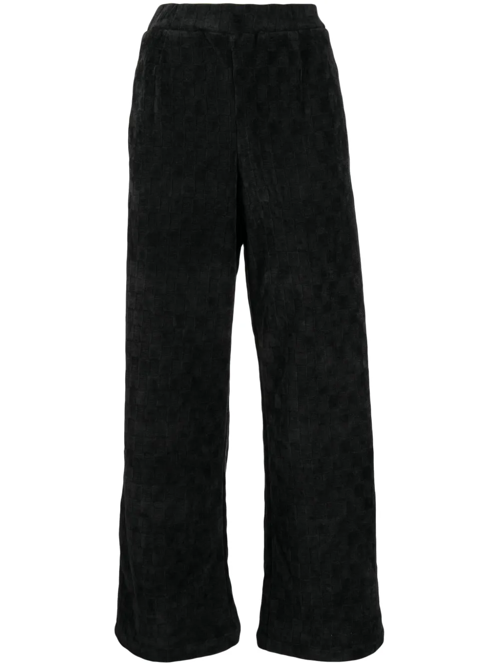 Tout A Coup Checkerboard-knit High-waisted Trousers In Black