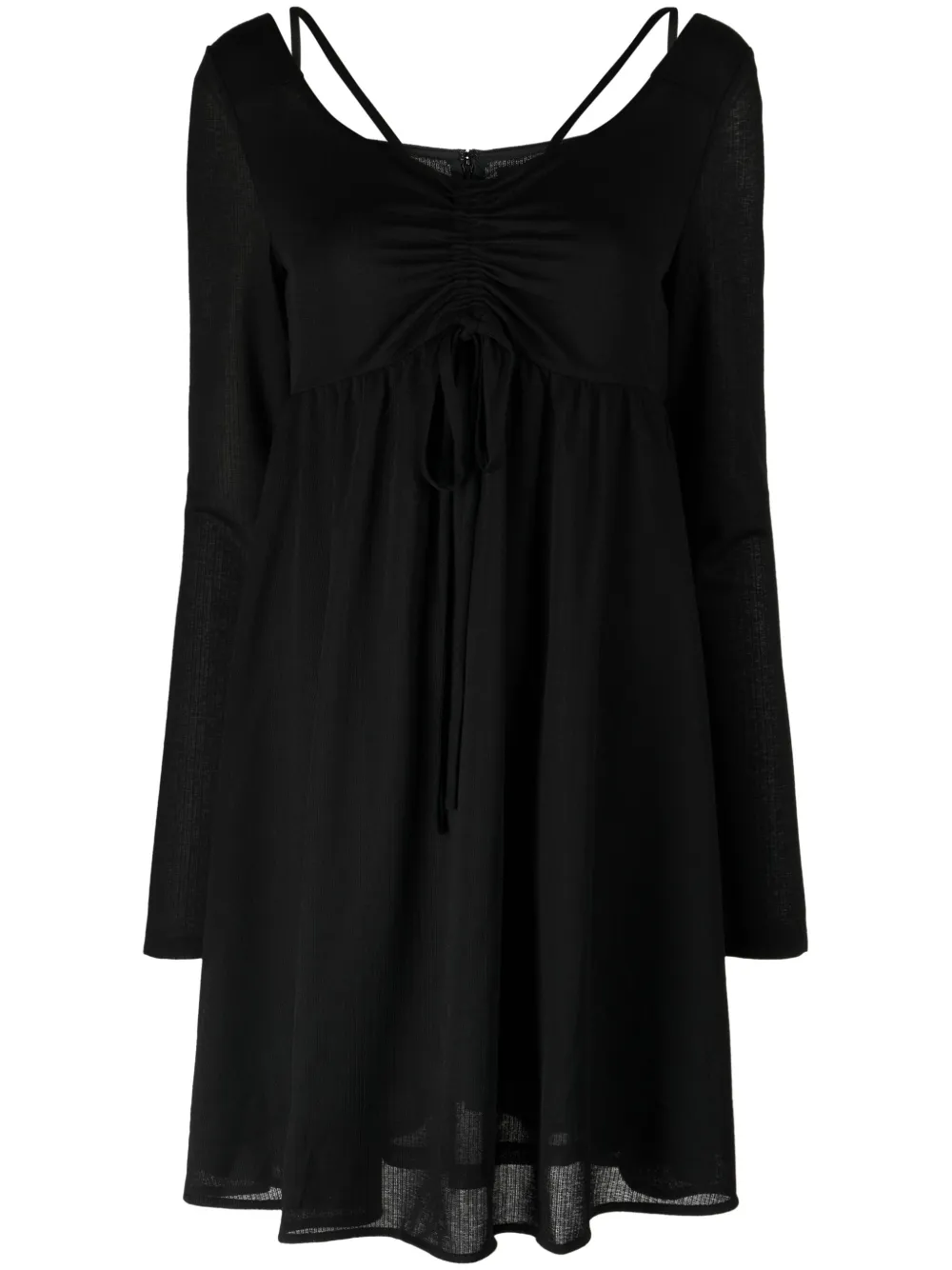 Tout A Coup Ruched-detail Long-sleeve Minidress In Black