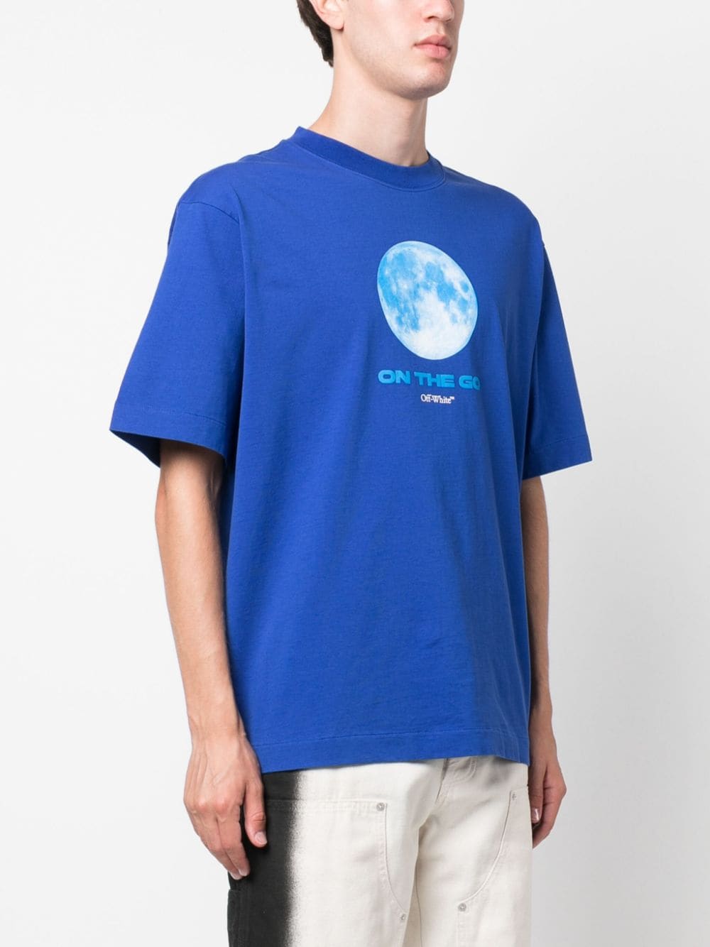 Shop Off-white Moon-print Cotton T-shirt In Blau