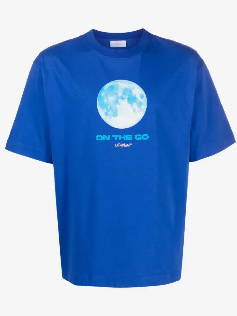 Off-White T-Shirt mit Mond-Print