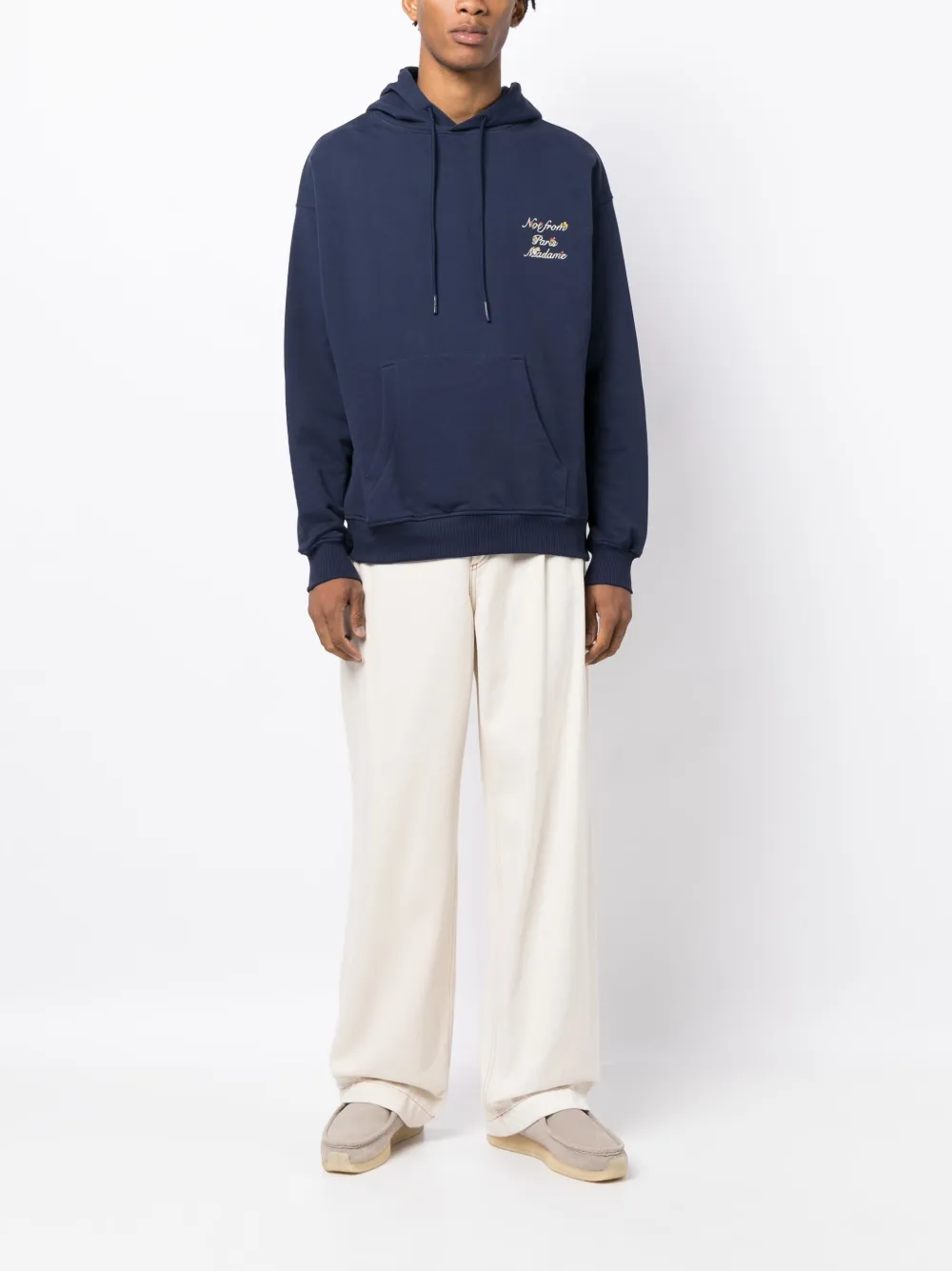Drôle De Monsieur Hoodie met tekst - Blauw
