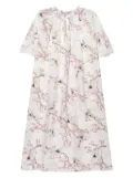 Amiki Antonia bird-print silk nightdress - White