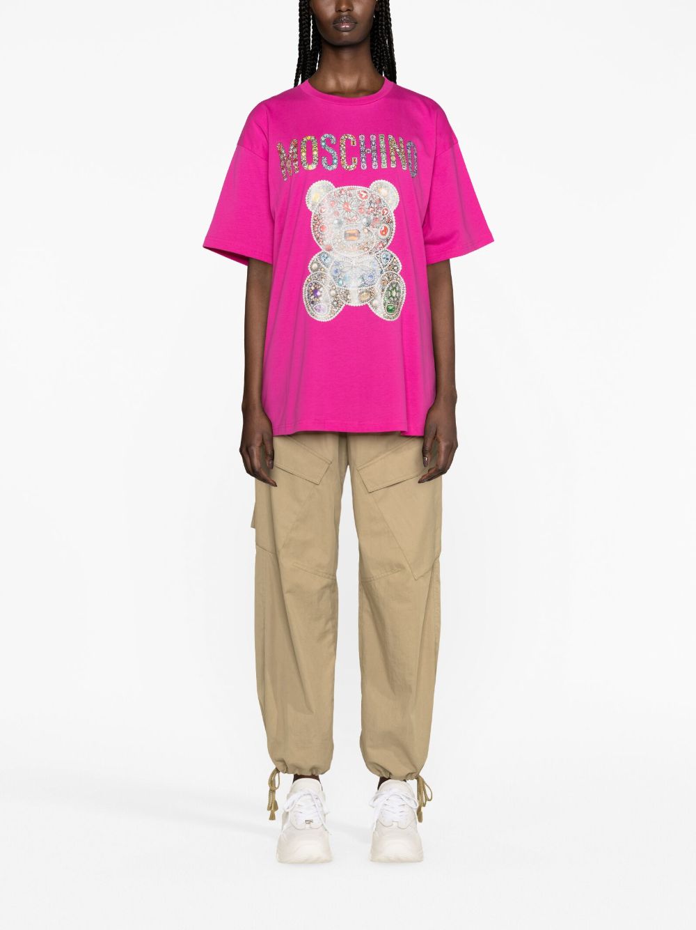 Moschino Teddy Bear-print cotton T-shirt - Roze