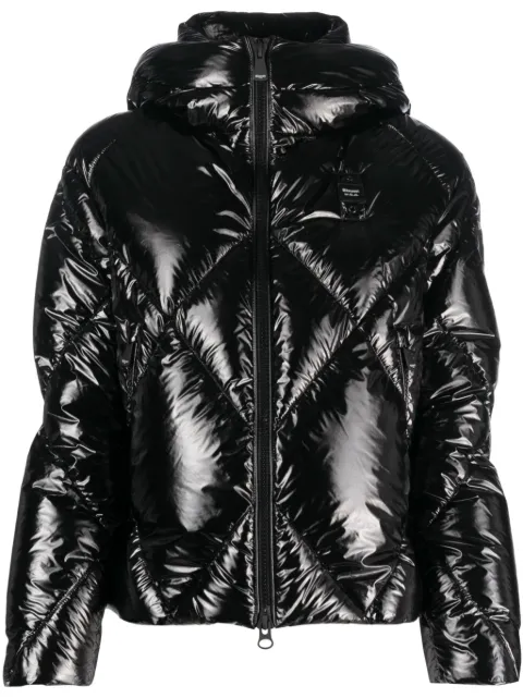 Blauer diamond-quilted hooded puffer jacket