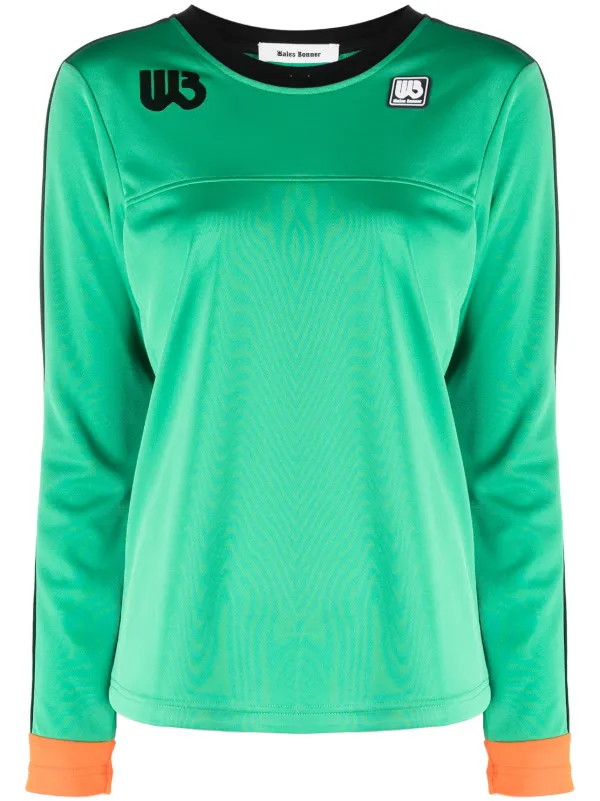 Wales Bonner Logo-patch Organic-cotton Sweatshirt in Green