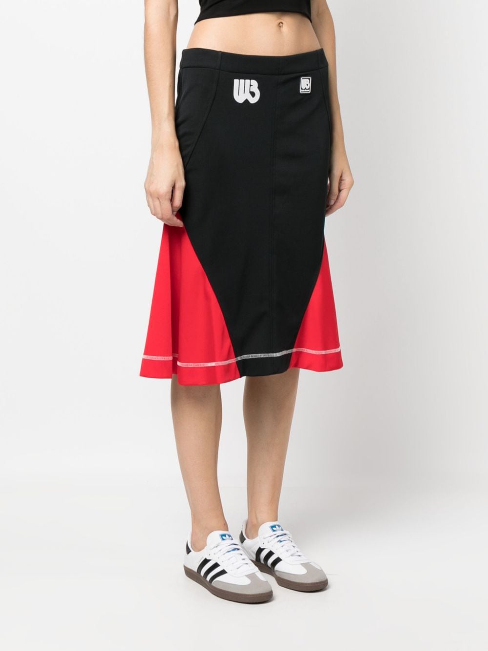 Shop Wales Bonner Colour-block Midi Skirt In Black And Red