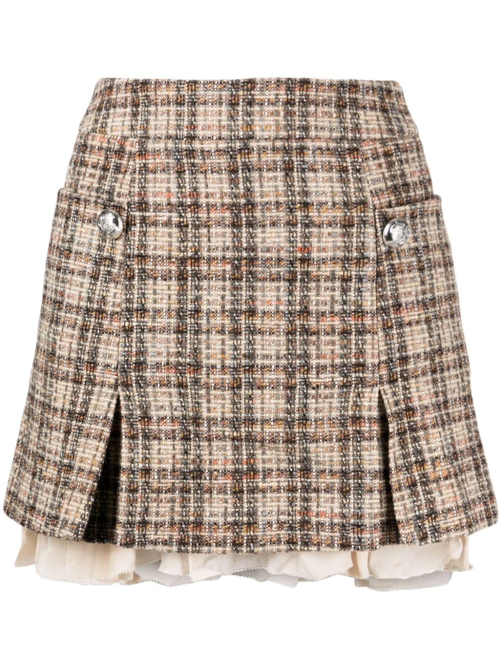 double-layer tweed miniskirt