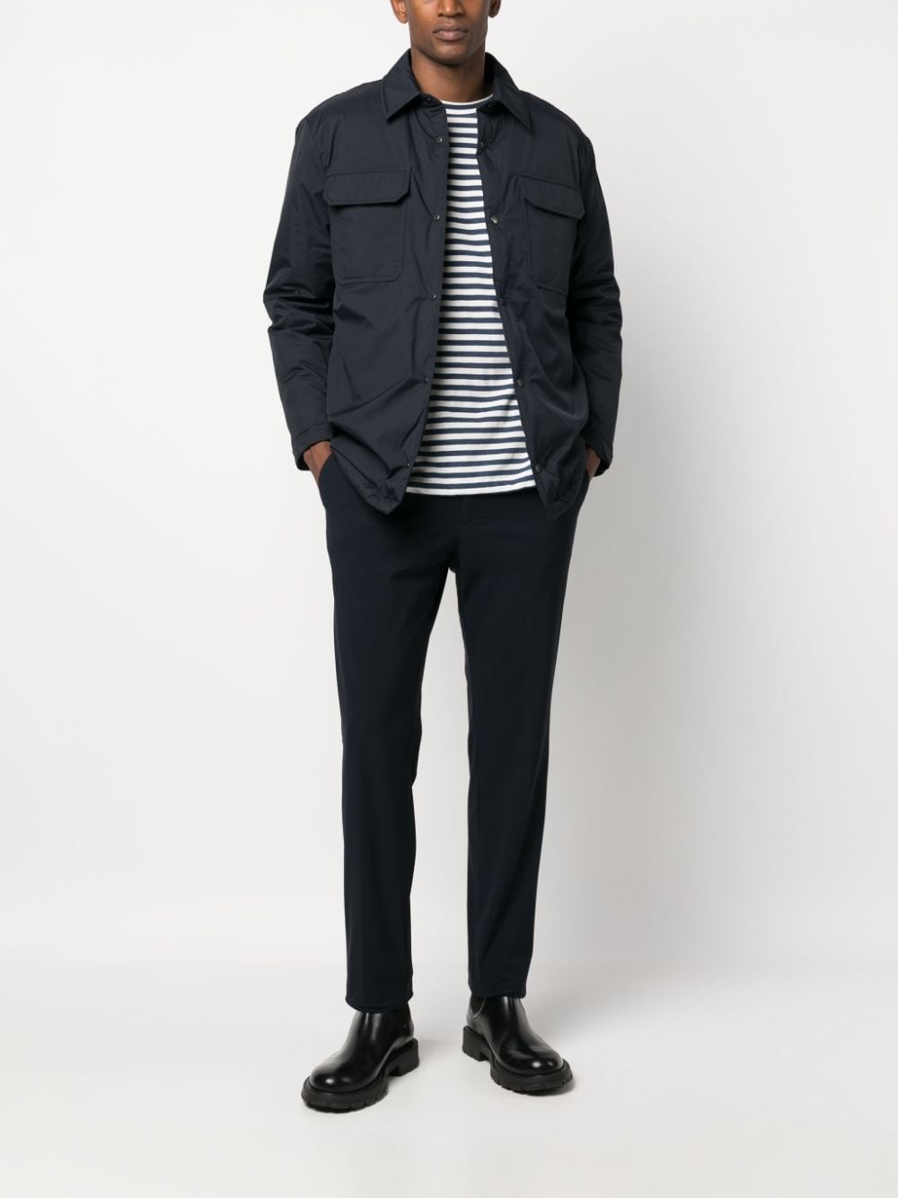 Shop Kiton Quilted Shirt Jacket In Blue