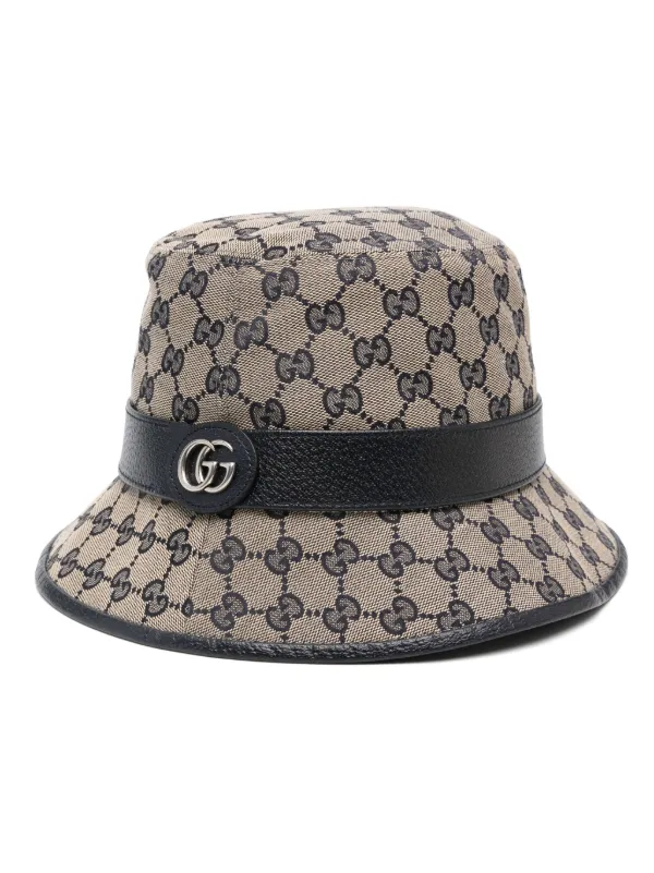 Gucci GG Supreme canvas bucket hat unisex Cotton Polyamide CALFSKIN Polyester Cotton L Blue