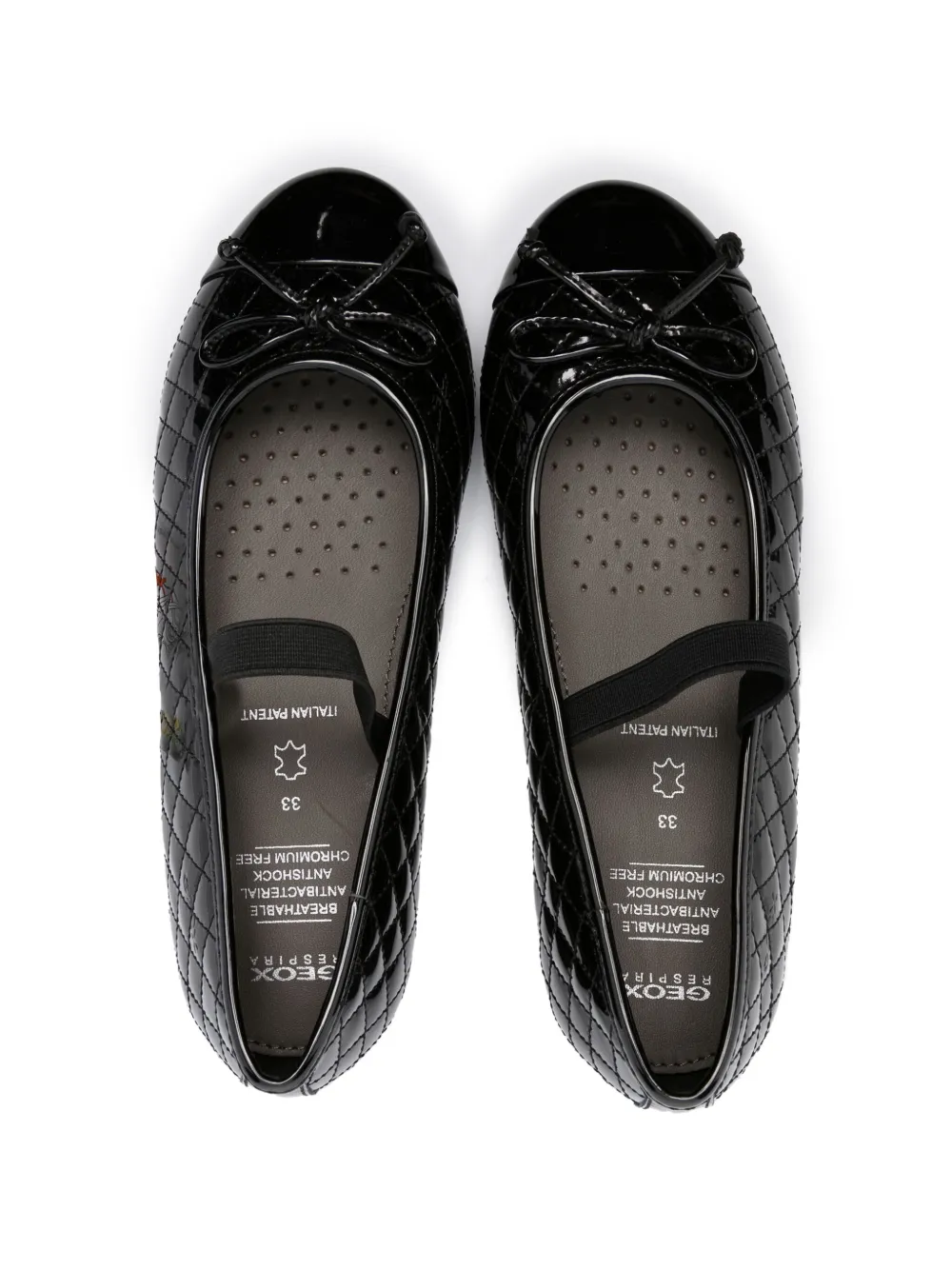 Geox Plie High-shine Ballerina Shoes In Black