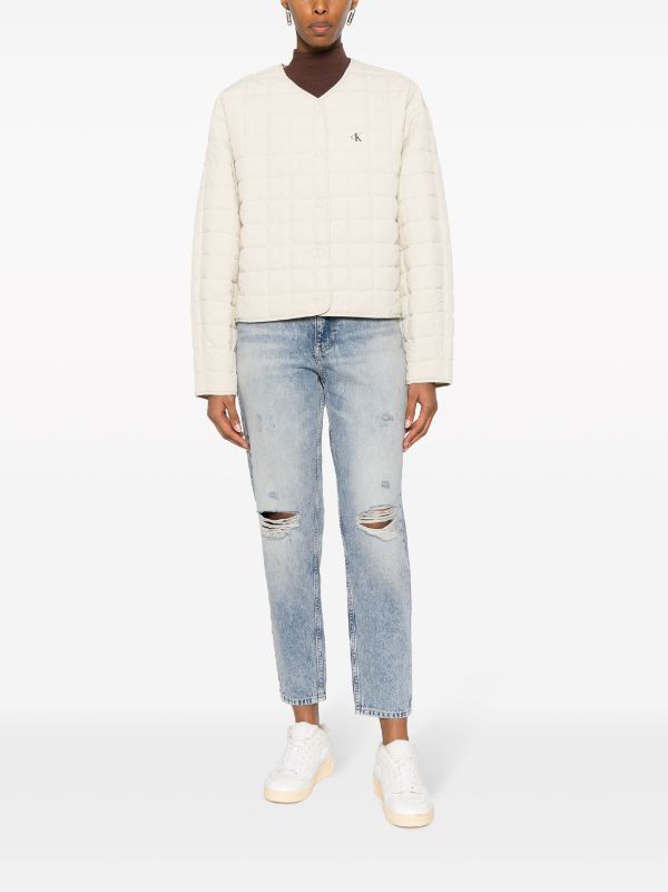 Calvin Klein Jeans ripped-detailing Tapered Jeans - Farfetch