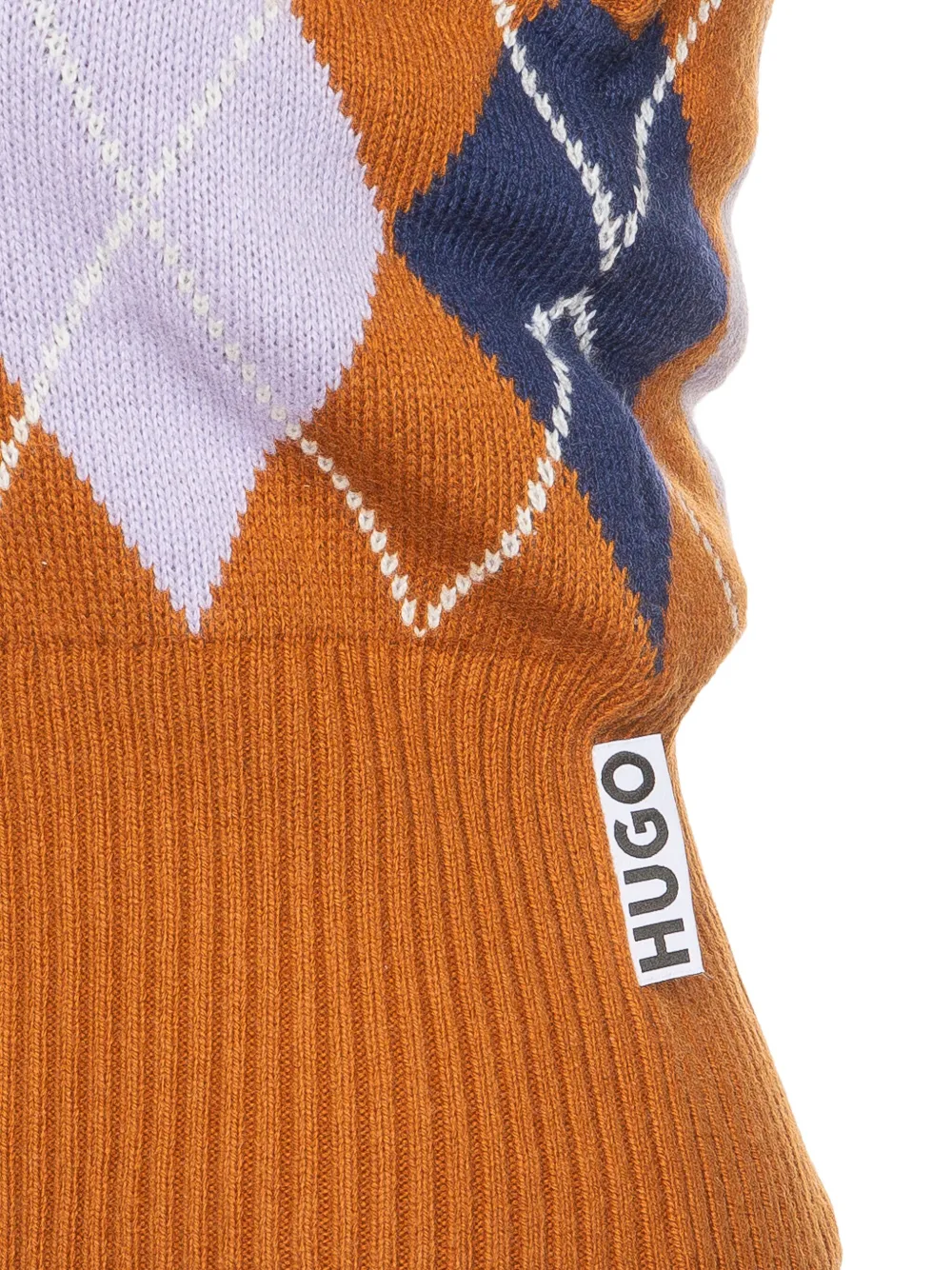Hugo Boss Argyle-knit Vest In Orange