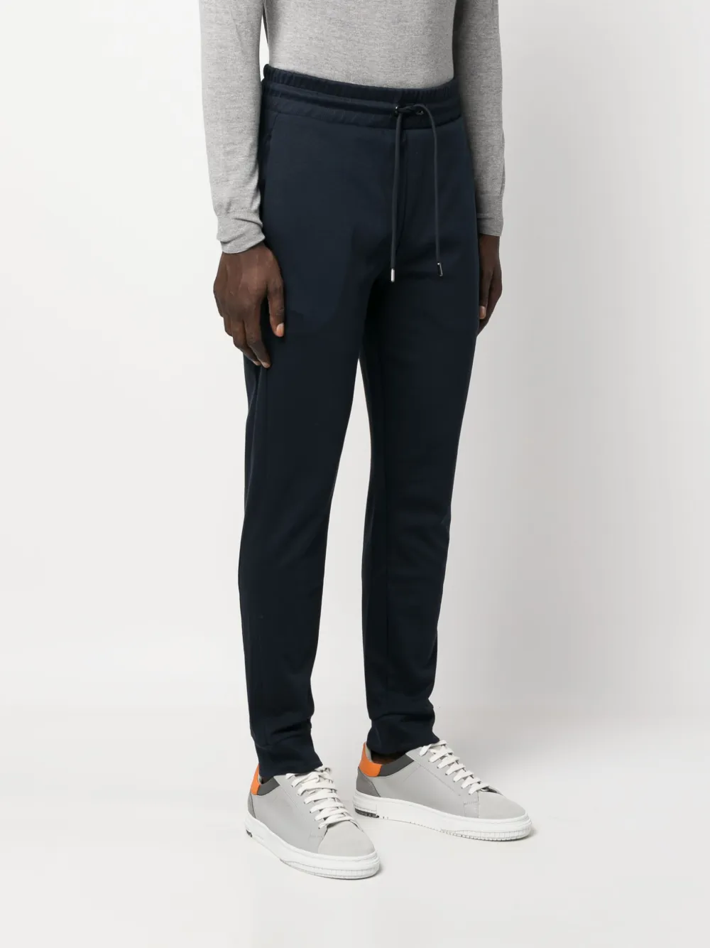 Shop Hugo Boss Logo-patch Slim Track Trousers In Blue