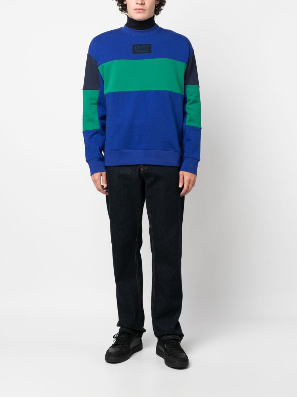 Armani Exchange Sweater met logopatch - Blauw