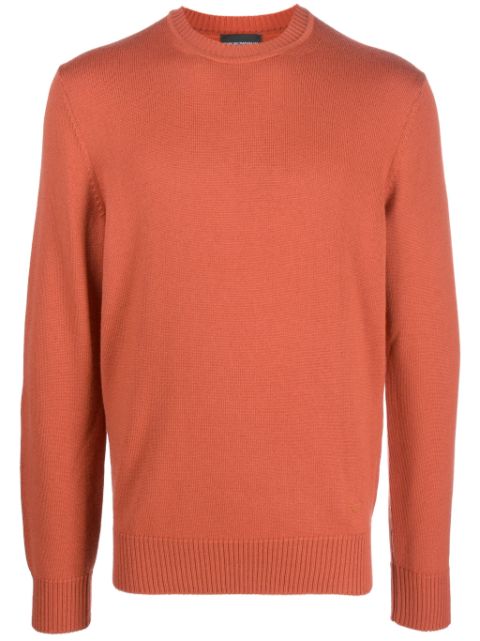 Emporio Armani embroidered-logo virgin-wool jumper Men