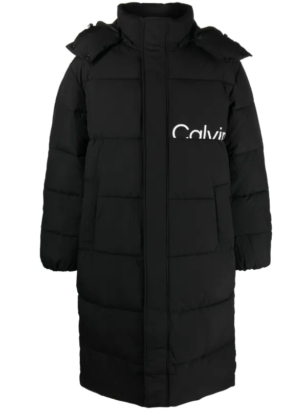 Calvin Klein Jeans logo print padded design Coat Black FARFETCH ZA