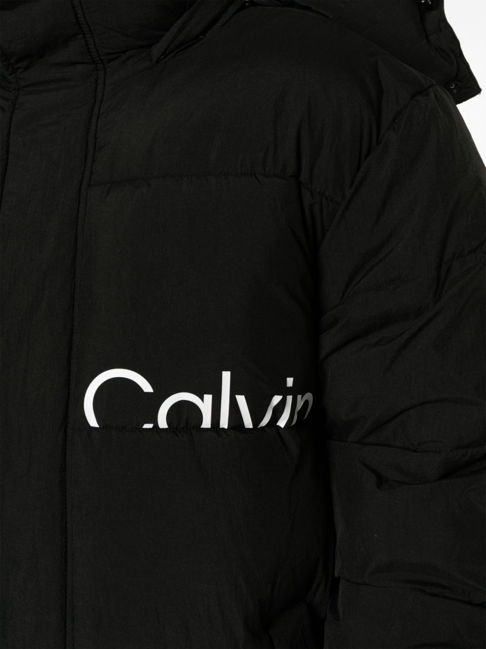 Shop Calvin Klein Jeans Est.1978 Logo-print Padded-design Coat In Black