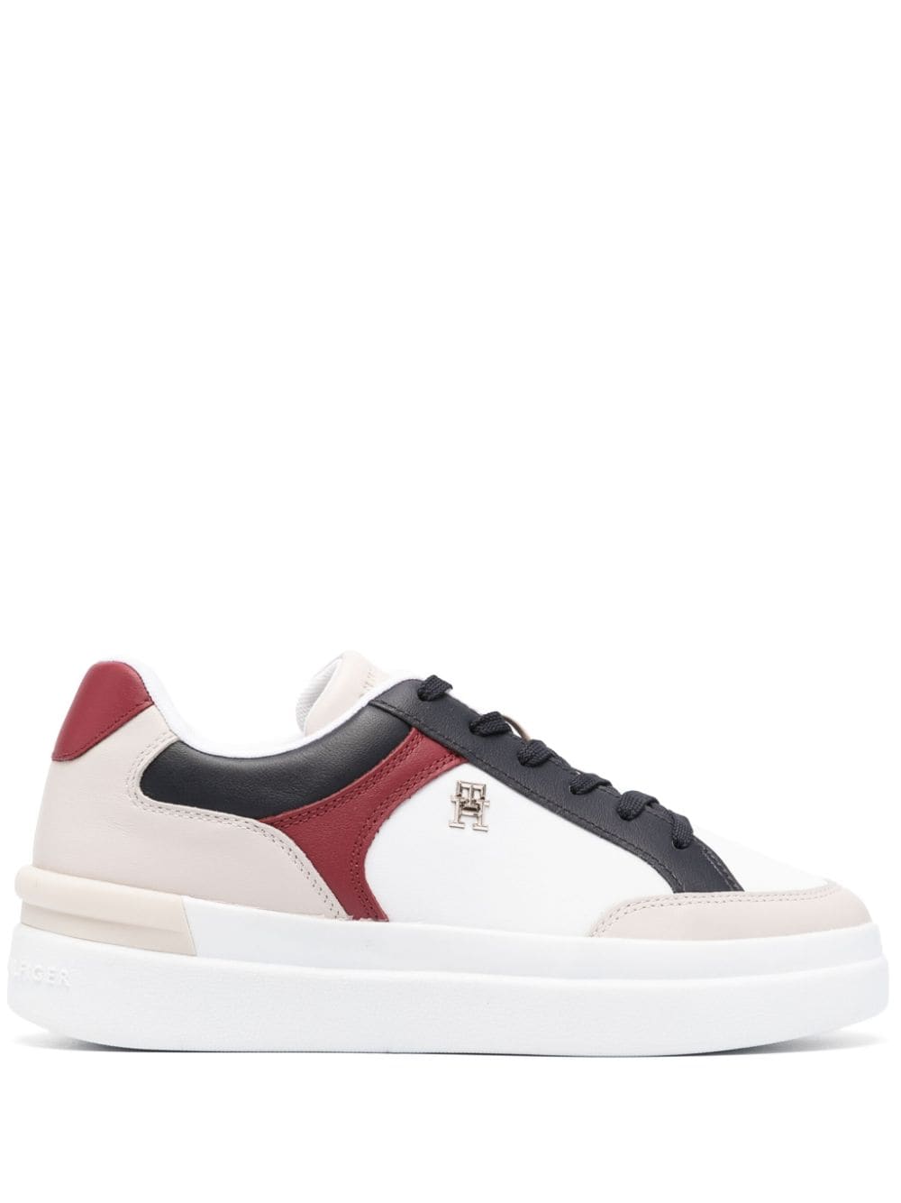 Tommy Hilfiger Elevated Colour-block Leather Sneakers In Blue