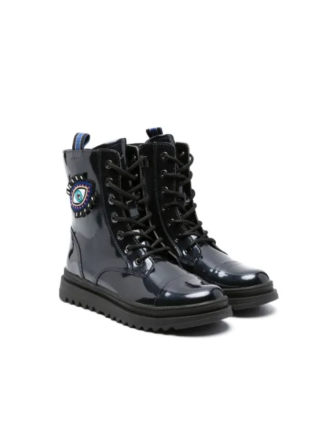 Geox Kids Gillyjaw patch-detail patent boots