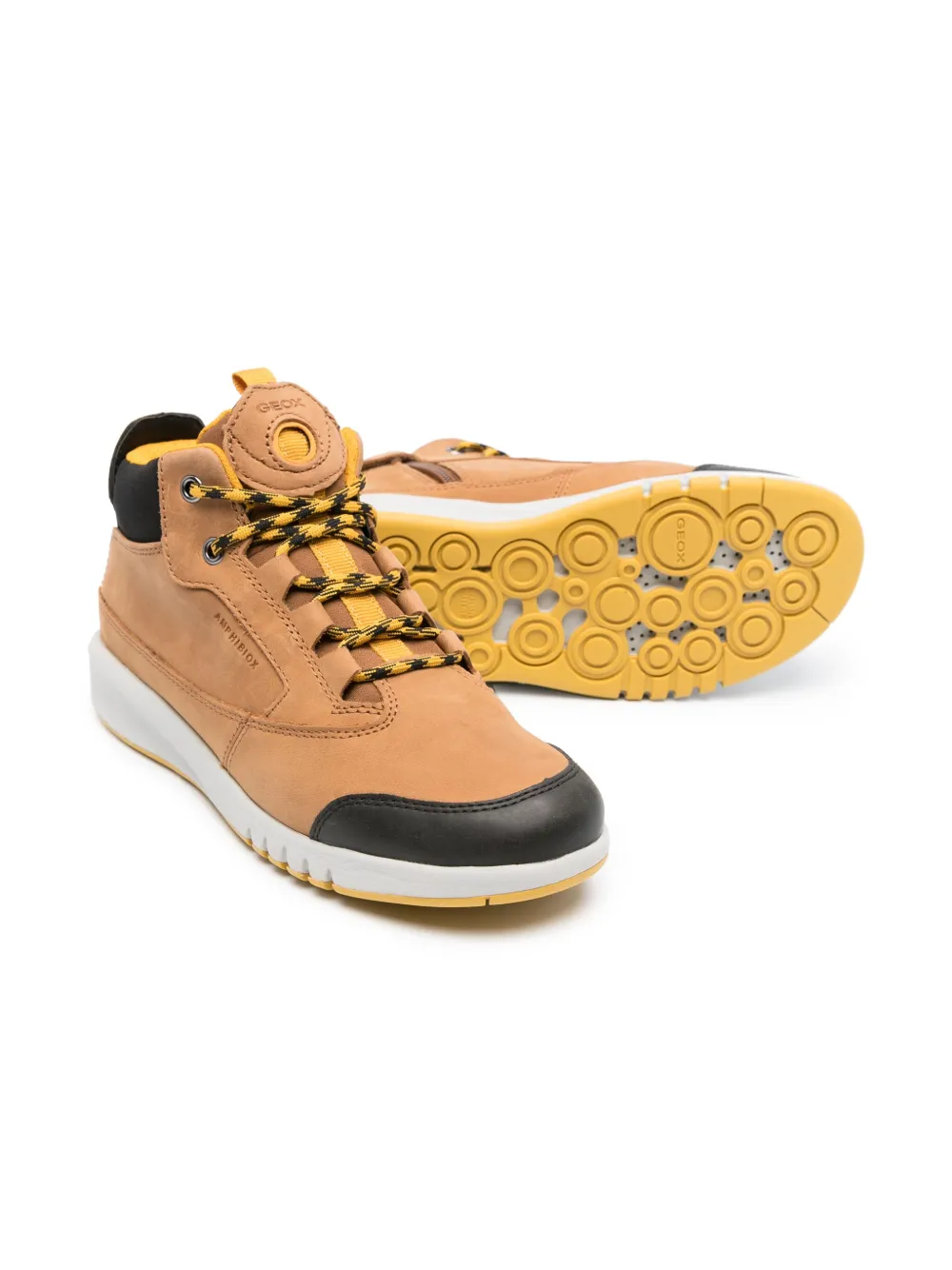 Geox Kids Aeranter Abx Mid sneakers met vlakken - Bruin