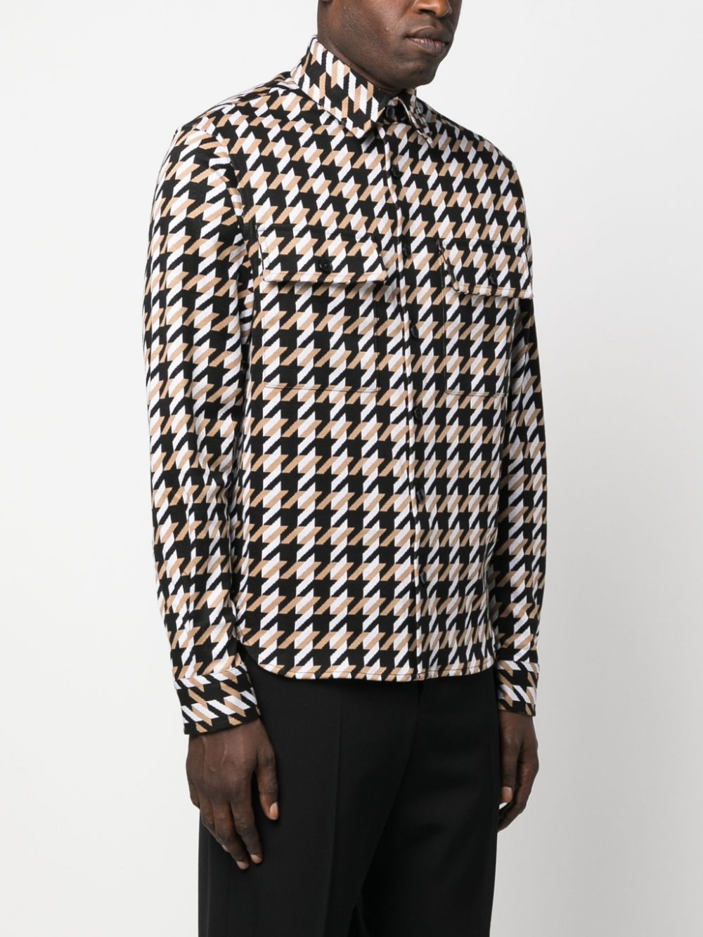 BOSS houndstooth-pattern Cotton Shirt - Farfetch