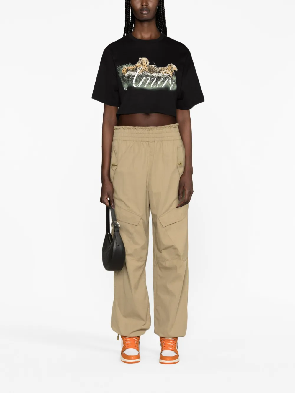 AMIRI logo-print cropped T-shirt - Zwart