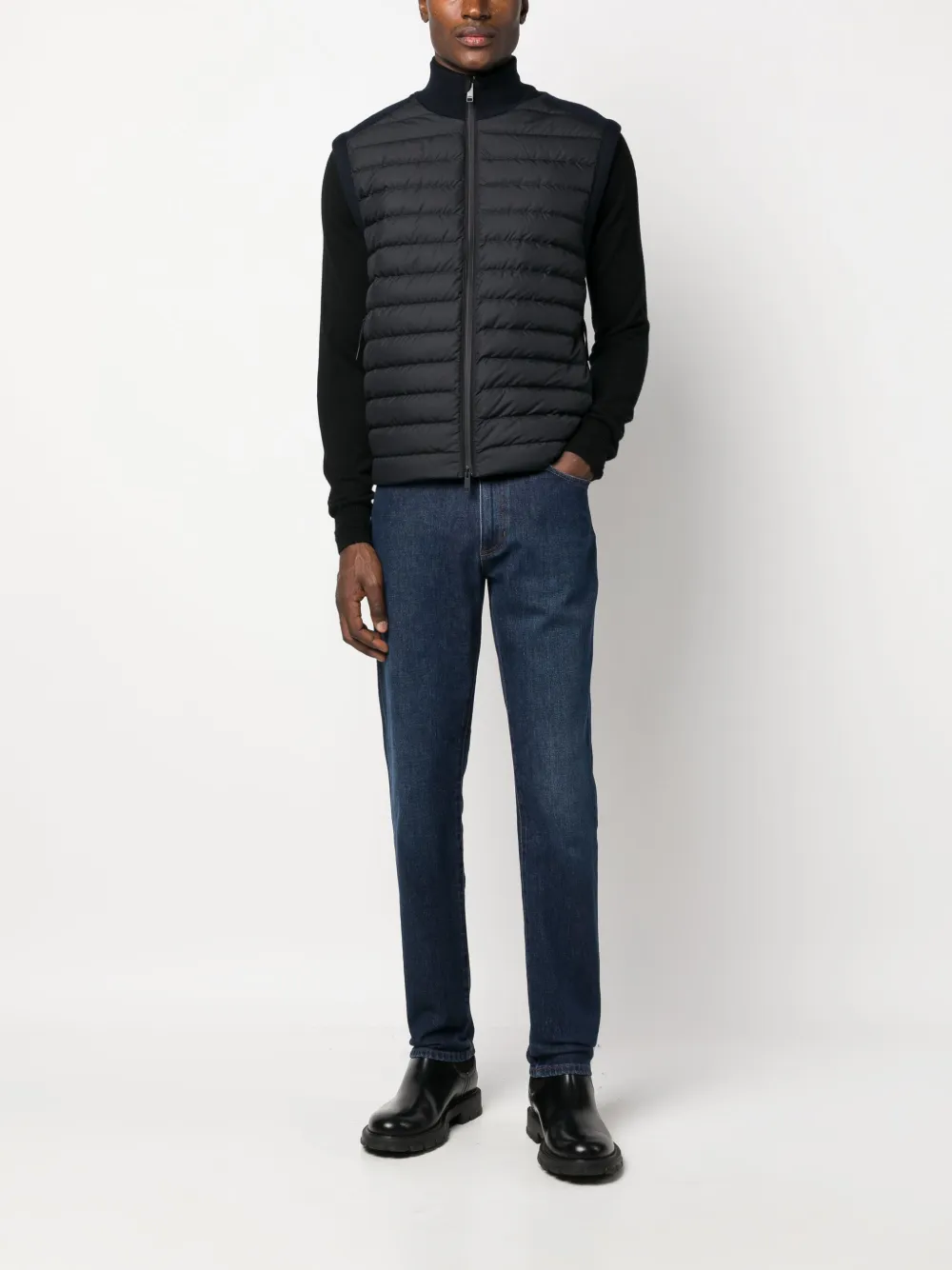 Zegna high-neck knitted gilet - Zwart