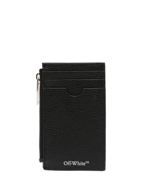 Diag-embossed leather cardholder