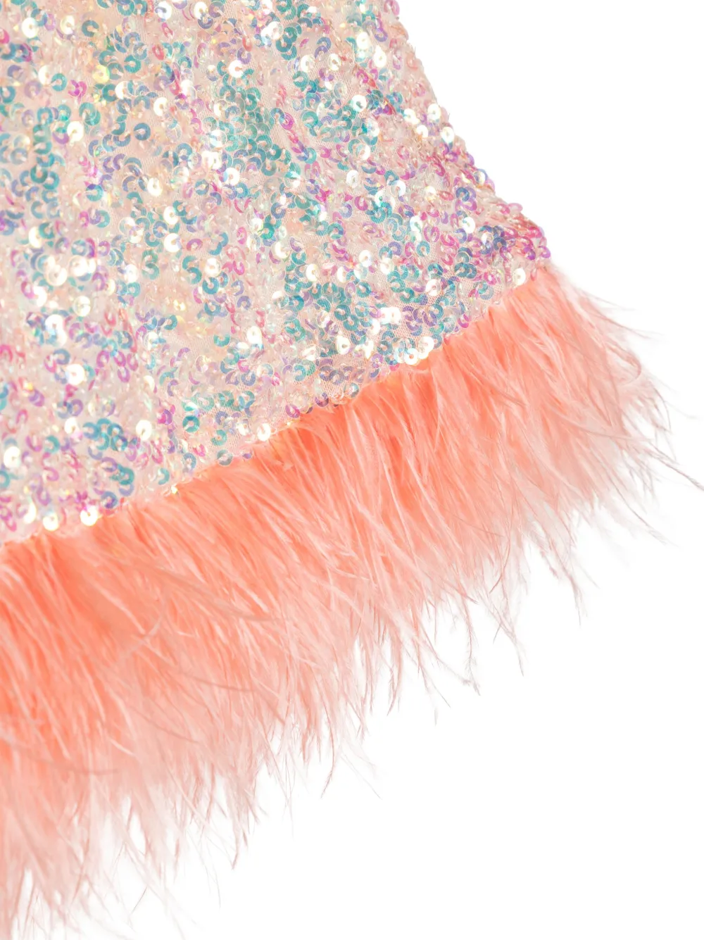 Shop Andorine Sequinned Feather-trimmed Miniskirt In Pink