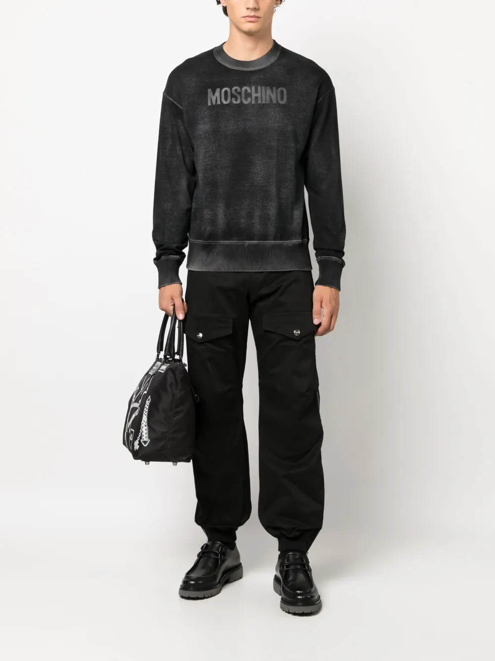 Moschino logo-print cotton sweatshirt - Zwart