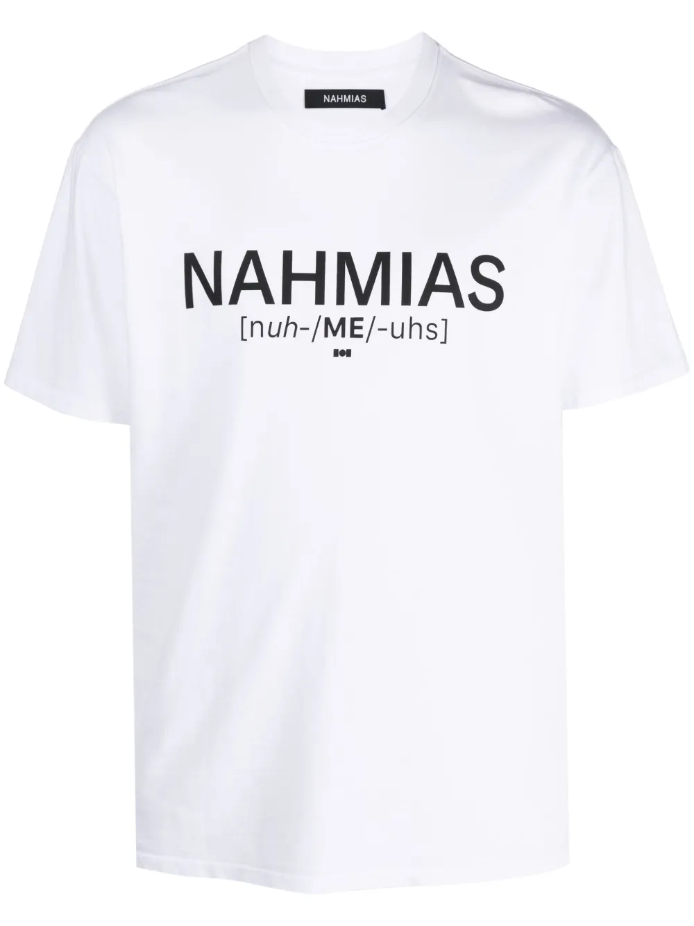 Nahmias Mens White Pronunciation Brand-print Cotton-jersey T-shirt In White