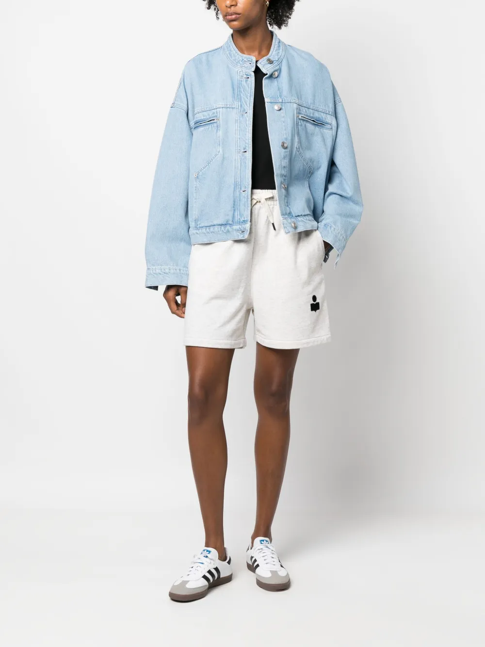 MARANT ÉTOILE logo-print cotton-blend track shorts - Beige